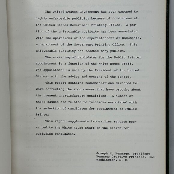 Set 2 Joseph Hennage Books U.S. Public Printer Recommendations & Reports 1972&73 - Picture 4 of 12